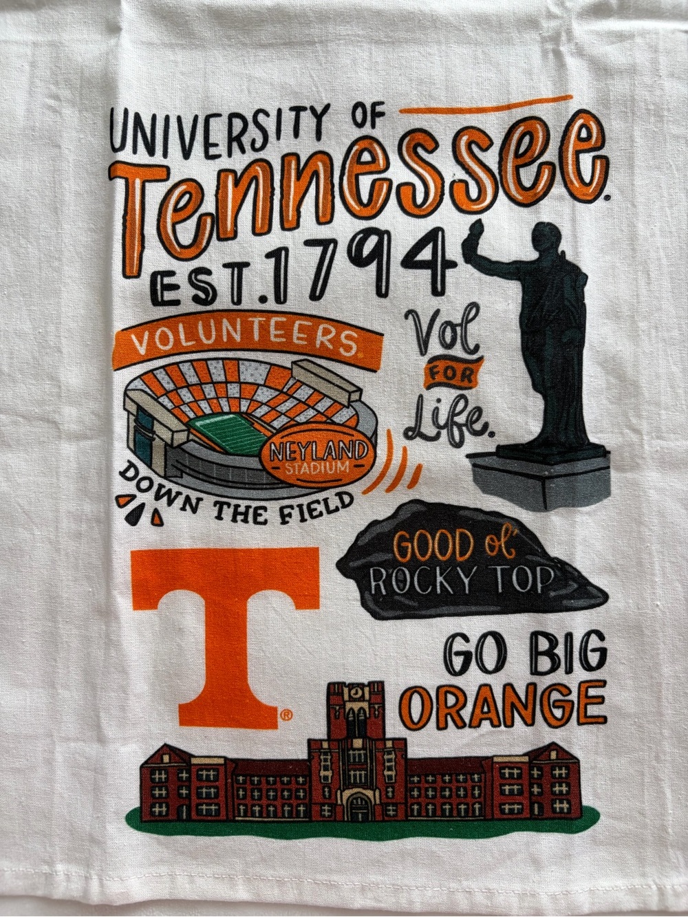 UT Tennessee Vols kitchen towel Rocky Top Big Orange glory haus dish tea